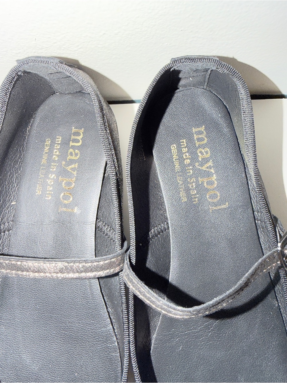 Anthropologie Maypol Metallic Mary Jane Flats Leather Made in Spain. Sz 38 - Picture 2 of 6